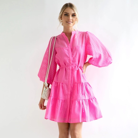 Gingham & Heels Magenta dress - Picture 2 of 10